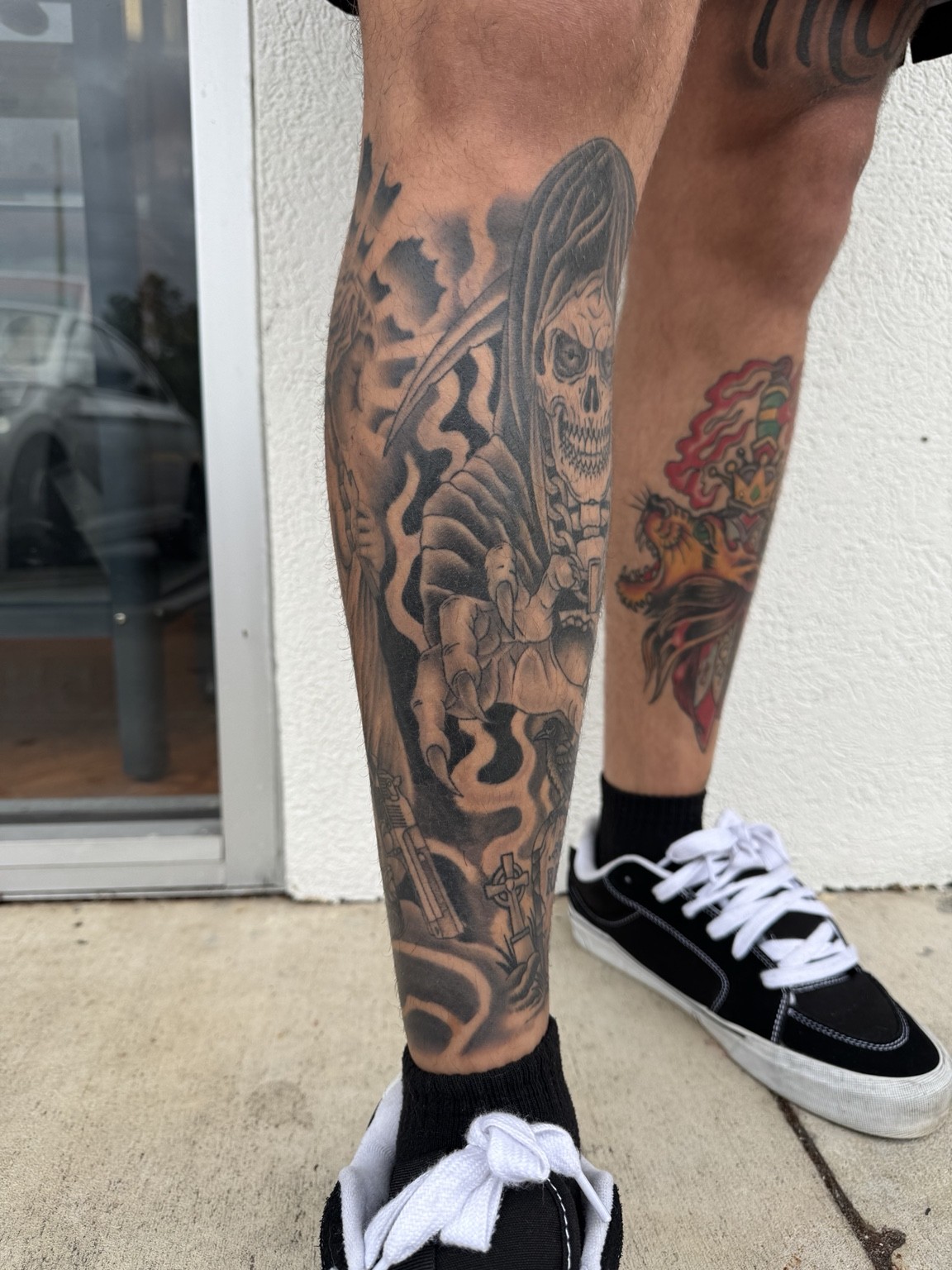 Completed black & grey tattoo, view 5 — tattoo by Scott Denhalter