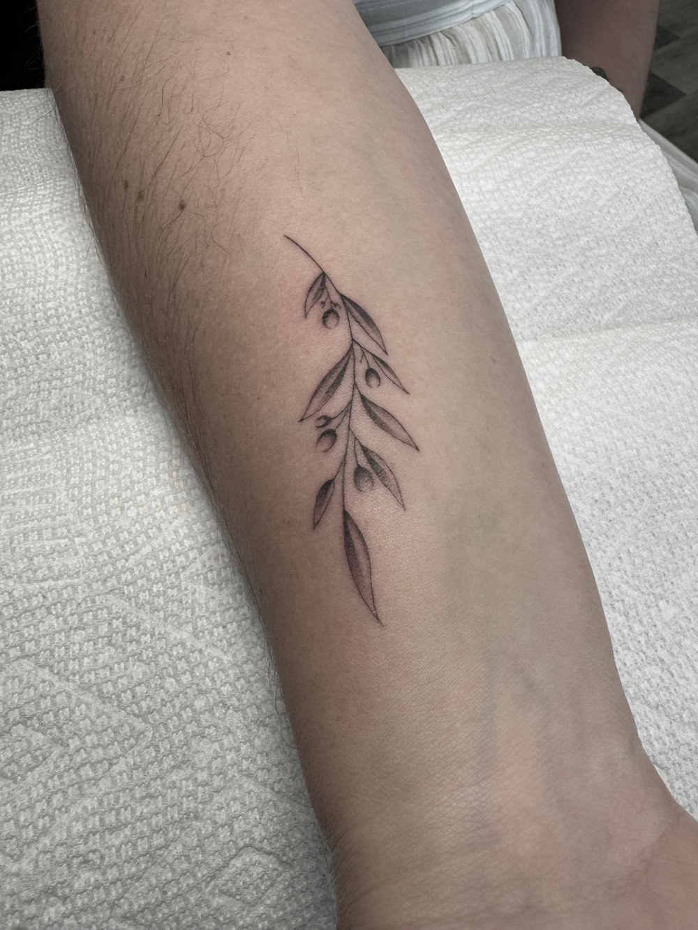 Botanical detail — tattoo by Scott Denhalter